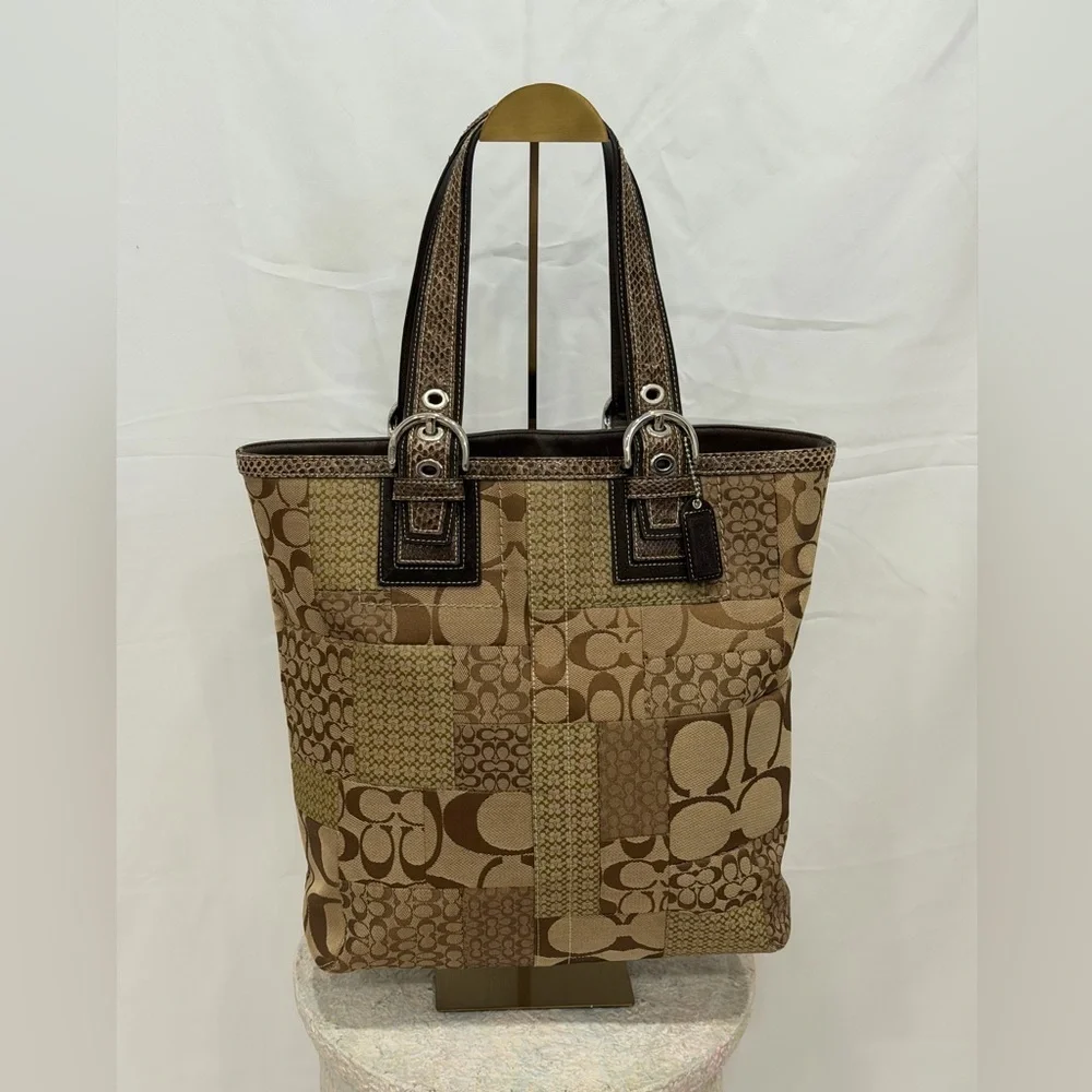 バッグ COACH Patchwork Signature Tote Python Coach | Bags | Coach Vintage Patchwork Signature Tote With Python